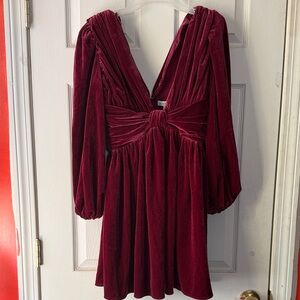 Gianni Bini Burgundy Velvet Mariah Mini Evening Dress Sz 4  Nwt
